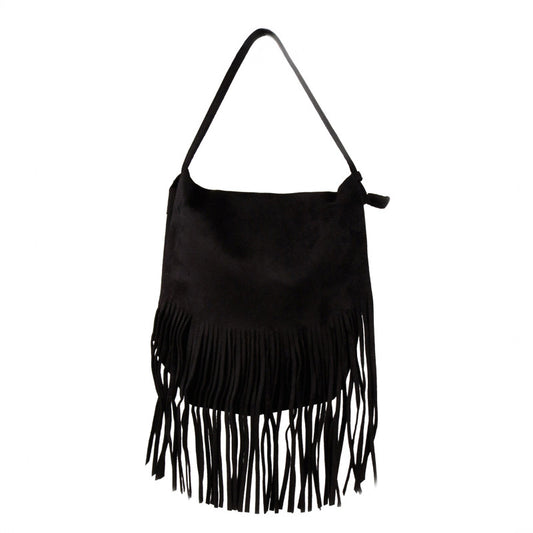 Σουέτ Τσαντάκι Χιαστί με Κρόσσια Μαύρο