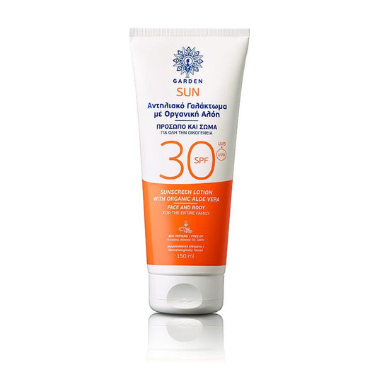 Sun Sunscreen Face/Body Lotion Organic Aloe Vera Spf30 150Ml