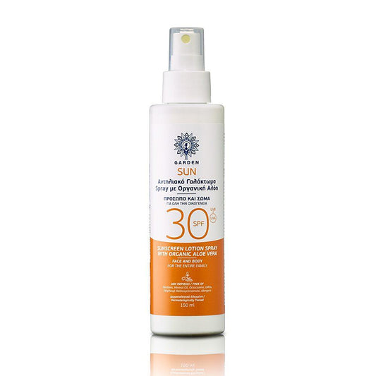 Sun Sunscreen Spray Face/Body Lotion Organic Aloe Vera Spf30 150Ml