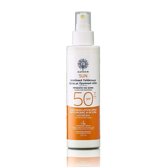 Sun Sunscreen Spray Face/Body Lotion Organic Aloe Vera Spf50 150Ml
